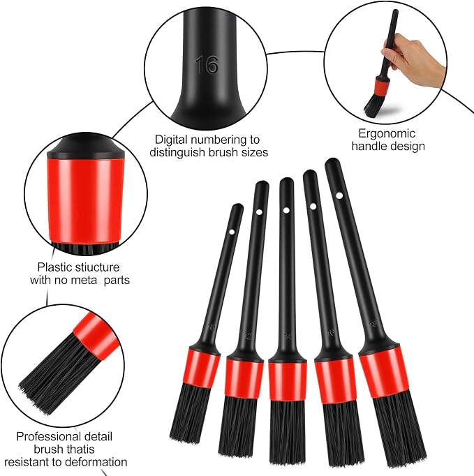 REGUICORP 13PCS Car Detailing Brush Set, Car Detailing Brush Kit, Ultra No Soft Scratch Detailing Brush, Car Cleaning Brushes for Interior or Exterior - Professional Dusting Cleaning Supplies