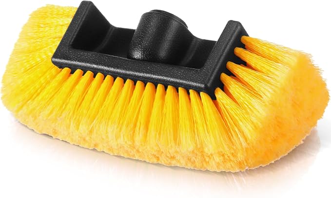 Vesici 1 Pcs Car Wash Brush Head with Soft Detailing Bristle Flow Thru Car Cleaning Brush Exterior Cars Wash Equipment for Auto Truck RV Boat Camper Washing, 10 Inch (Yellow)