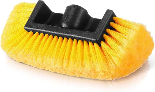 Vesici 1 Pcs Car Wash Brush Head with Soft Detailing Bristle Flow Thru Car Cleaning Brush Exterior Cars Wash Equipment for Auto Truck RV Boat Camper Washing, 10 Inch (Yellow)