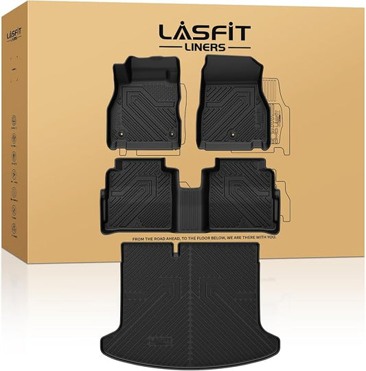 LASFIT Floor Mats & Cargo Mat for Nissan Kicks 2018-2024 & Kicks Play 2025, Custom Fit All Weather TPE Floor Liners for 2018-2024 Kicks & 2025 Kicks Play S/SR/SV Full Set Car Mats & Trunk Mat, Black