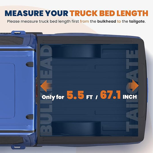 KUIPERAUTO 5.5 FT Tri 3-Fold Soft Folding Truck Bed Tonneau Cover On Top Compatible with 2015-2025 2026 Ford F150 F-150 Bed 3 Fold Styleside,67inch