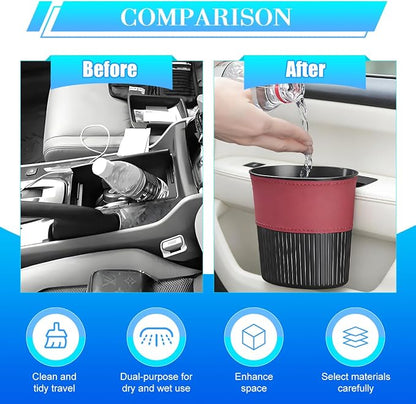 Zpana Car Trash Can, Portable Mini Vehicle Cup Holder Hanging Garbage Container, Multifunctional Automotive Side Door Trash Organizer Can Accessories, Universal for SUV, Sedan, Truck (Red)