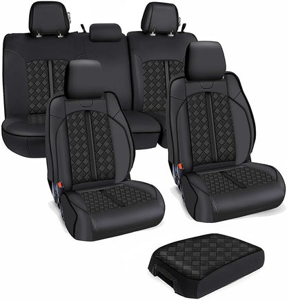 Carlimeki Tacoma Seat Covers Custom Fit for 2005 2006 2007 2008 2009 2010 2011 2012 2013 2014 2015 Crew Cab 2nd Gen Tacoma Base, PreRunner, TRD Pro - Center Console Armrest Covers - Fully Covered