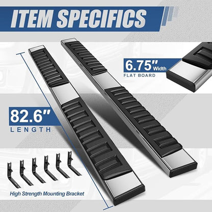 Auto Dynasty Running Boards Compatible with 2015-2025 Chevy Colorado, GMC Canyon Crew Cab, Stainless Steel Side Step Rail Nerf Bars, 6.75" Step Bars, Chrome