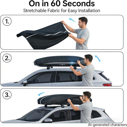 Roof Box Cover, Dimensions: 69x35x17 inches, Universal Fit for Thule, Perflex, Yakima Brands, Made of 420D Oxford Fabric, Features Waterproof, Dustproof, UV-Resistant, and Scratch-Resistant Properties