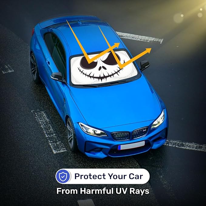 GENANY Funny Windshield Sun Shade for Sedan SUV Truck (55x29 Inches), Automobile Sunshade, Protector Blocks UV, Car Accessories, Christmas Car Decor