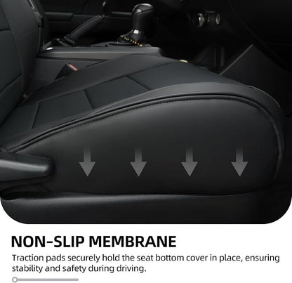 Lolcar Tacoma Car Seat Covers Custom for Select Toyota Tacoma (Only for Hybrid) 2024 2025 2026 Double cab TRD Sport,TRD Off-Road,Limited,Trailhunter -Full Set,Leather(Black