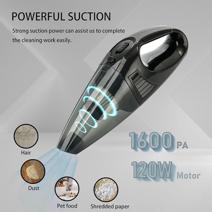 Handheld Vacuum Cordless Portable Rechargeable Strong Suction Car Vacuum Cleaner Powerful Hand Held Vacuum Cleaner with Multi Accessories for Home Office Auto Car Pet (Orange)