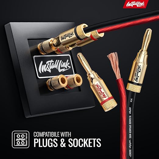 Install Link 16 AWG Gauge Speaker Wire Cable Stereo, Car or Home Theater, CCA (250 Feet)