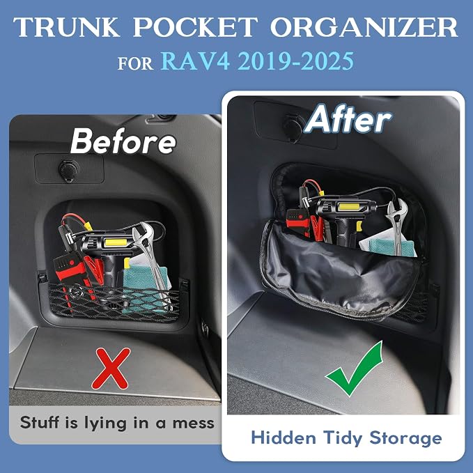 Trunk Organizer Multifunction Backpack, Upgrade Design Trunk Cubby Storage bag, Cargo Side Pocket Backseat Organizer For Toyota RAV4 accessories 2019-2025, Shopping, Camping Black, 1 pc