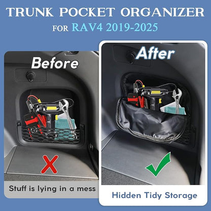 Trunk Organizer Multifunction Backpack, Upgrade Design Trunk Cubby Storage bag, Cargo Side Pocket Backseat Organizer For Toyota RAV4 accessories 2019-2025, Shopping, Camping Black, 1 pc
