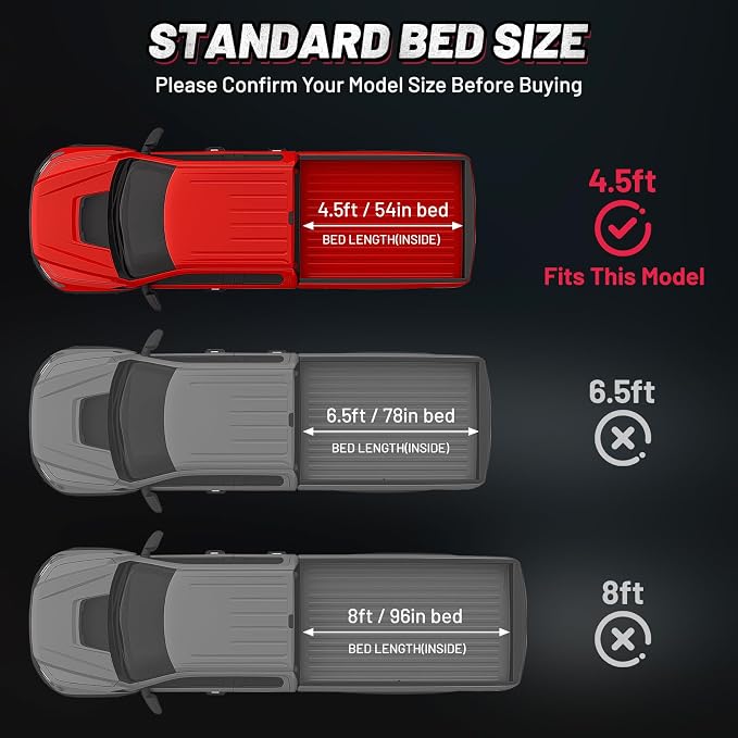 BDFHYK Tri-Fold Truck Bed Tonneau Cover for Ford Maverick 2022-2026 4.5 FT (54.4") Bed Heavy-Duty Truck Bed Protection Durable Aluminum Panels Hard Folding Tonneau Cover, Waterproof for Truck Camping