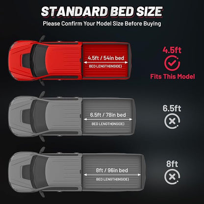 BDFHYK Tri-Fold Truck Bed Tonneau Cover for Ford Maverick 2022-2026 4.5 FT (54.4") Bed Heavy-Duty Truck Bed Protection Durable Aluminum Panels Hard Folding Tonneau Cover, Waterproof for Truck Camping