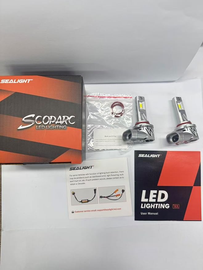 SEALIGHT HB3/9005 LED Bulb, 900% Super Bright 9005 Fog Bulbs, 6500K Cool White with Fan, Real 1:1 Stock Size, 3Mins Easy Plug-N-Play, IP68 Waterproof, 2 Pack