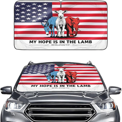GENANY My Hope is in The Lamb Windshield Sun Shade for Car SUV Truck (64x32 Inches), Automobile Sunshade, Protector Blocks UV, Car Accessories, Auto Decor