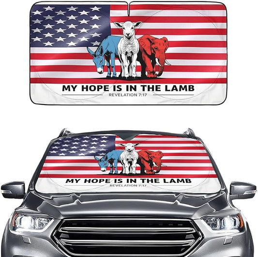 GENANY My Hope is in The Lamb Windshield Sun Shade for Car SUV Truck (64x32 Inches), Automobile Sunshade, Protector Blocks UV, Car Accessories, Auto Decor