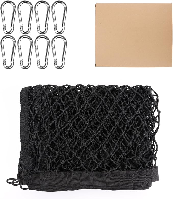 Truck Bed Net – Highly Elastic Cargo Net for Pickup Truck Beds, Stretchable Mesh Organizer Expands from 4'x4' to 7'x7', Suitable for Daily Light Loads on Truck, ATV, SUV, UTV & Boats (Single Layer)