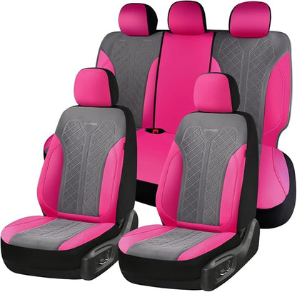 Coverado Car Seat Covers Full Set, Leather Seat Covers, Rose Automotive Protectors 5-Seat, Luxury Universal Fit Seat Covers for SUV, Truck, Sedan and Most Vehicles All-Weather