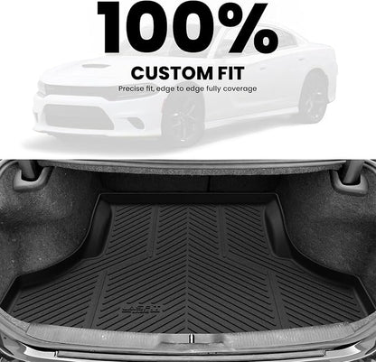 LASFIT Trunk Mat for Dodge Charger 2011-2023, for Chrysler 300 2011-2023, Fit Without Subwoofer, All Weather TPE Custom Fit Car Mats Cargo Liner Cargo Mat, Black