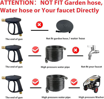 Sooprinse High Pressure Washer Gun 3000 PSI Max, Power Washer Short Gun with 1/4 Inch Quick Connector, M22-14