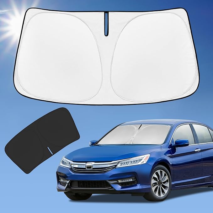 for Honda Accord 2013-2017 Sun Shade Sunshade Windshield Cover, 4-Layer Front Window Shade Custom Fit Accord 9th Gen Sun Visor Shield 240T Foldable Shade Sun Blocks UV Rays Cooler Car Accessories