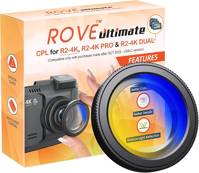 ROVE R2-4K Dual Dash Cam | CPL Filter