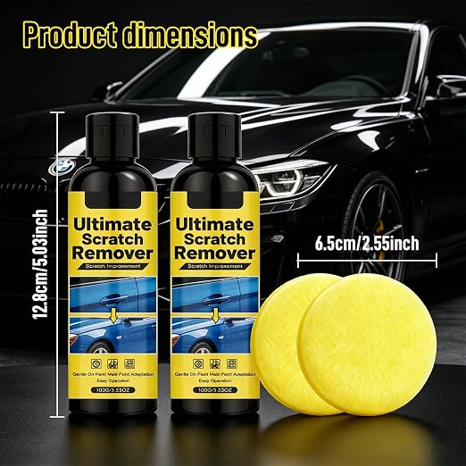 Scratch Remover for Vehicles, Car Scratch Remover Kit with Sponge, Upgrade Car Scratchs Remover for Deep Scratches in 60 Seconds, Quick Fix Removal Paste for Repair Scratche and Restore Shine (2pcs)
