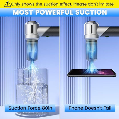 Car Vacuum Portable Cordless with 18000PA Super Suction, 4 in 1 Portable Air Blower/Car Vacuum 90°Foldable Handheld Rechargeable Brushless Motor, Gifts for Men for Home, PC