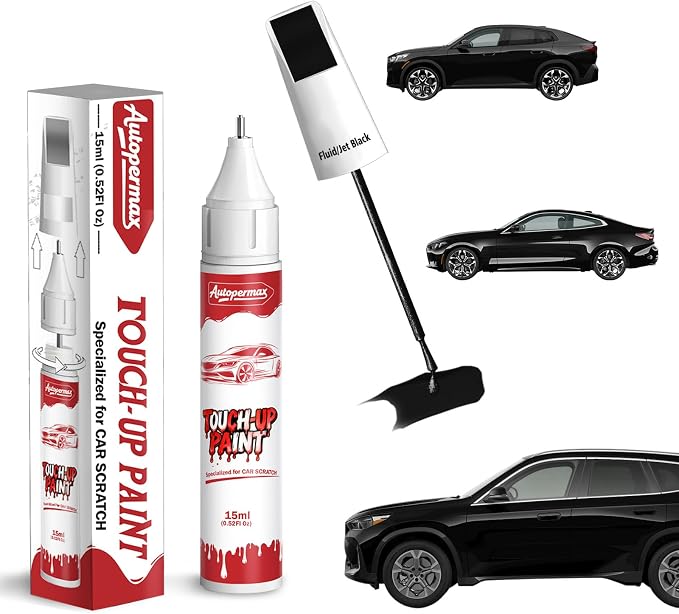 668 Fluid/Jet Black Car Touch Up Paint for BMW, Color Accurate Two-In-One Car Paint Scratch Repair Pen, Professional Scratch Remover for Vehicles Chips and Nicks Scuff