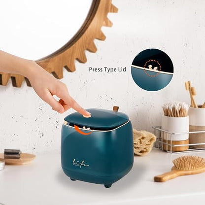 Mini Desktop Trash Can Desktop Waste Bin with Press Type Lid Wastebasket Rubbish Bin for Home& Office(Dark Green)