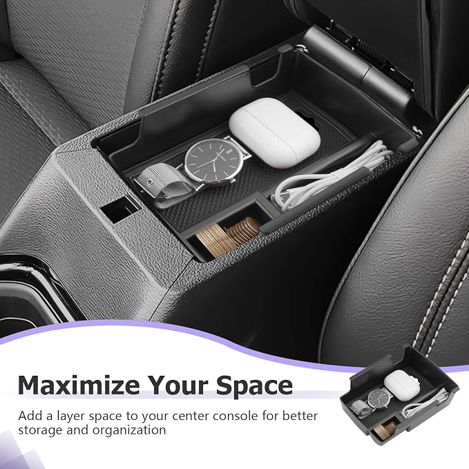 LUWU Center Console Organizer Compatible with Jeep Compass 2021-2025/Dodge Hornet 2023-2026 Accessories Armrest Console Storage Box Insert Tray ABS Material Coin Container Black
