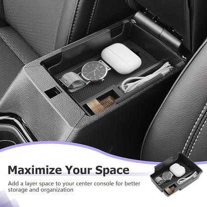 LUWU Center Console Organizer Compatible with Jeep Compass 2021-2025/Dodge Hornet 2023-2026 Accessories Armrest Console Storage Box Insert Tray ABS Material Coin Container Black