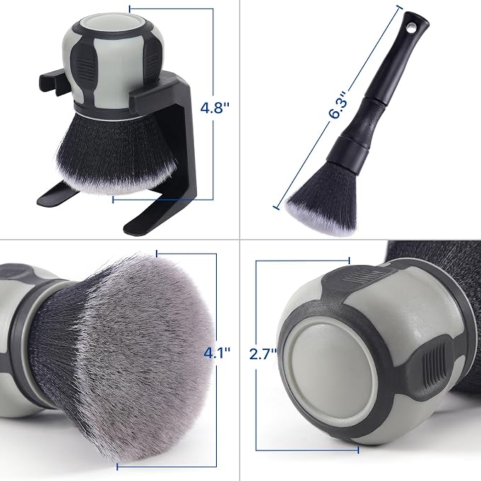 Curveball Detail Brush, Car Ultra Soft Bristles Detailing Brushes, 4PCS Professional Auto Cleaning Brush, Covers Large Area Inside or Outside Vehicles, Exterior Interior Brush- Gray