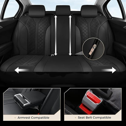 Coverado Car Seat Covers 5 Seats, Seat Covers Full Set, Mesh Breathable Seat Protectors, 5-Piece Spill-Proof Black Automotive Seat Covers, Universal Fit for SUV, Sedan, Truck