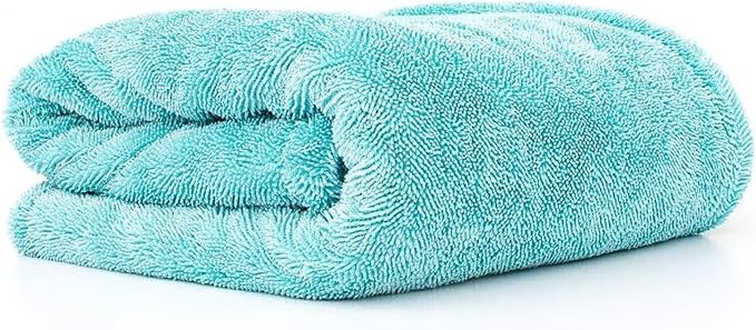 The Rag Company, The Liquid8r, Absorbent 70/30 Blend Microfiber Drying Towel for Cars, Trucks, and SUVs, Safe for Detailing, Scratch-Free, Twist Loop, 1100 GSM, 25x36 Inches, Aqua Blue