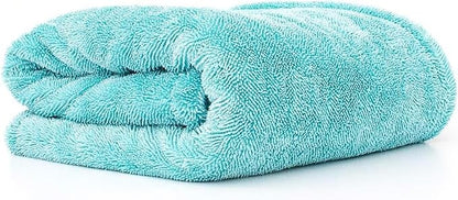The Rag Company, The Liquid8r, Absorbent 70/30 Blend Microfiber Drying Towel for Cars, Trucks, and SUVs, Safe for Detailing, Scratch-Free, Twist Loop, 1100 GSM, 25x36 Inches, Aqua Blue