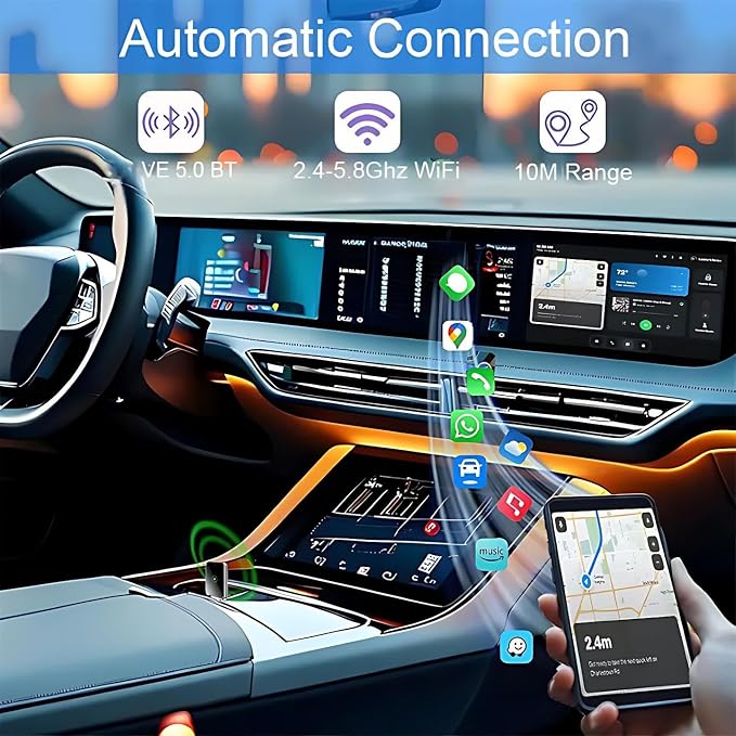 Auto Linkr Pro Auto Linker Pro Android Auto & CarPlay Wireless Adapter Apple iPhone,Wireless Adapter to Watch TV on Car Screen,Fast Auto Connect, Easy Setup,Mini Size with Extended USB-A and Type-C
