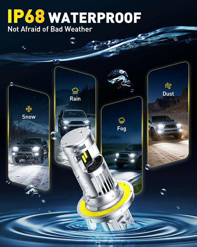 AUXITO H13 9008 Bulbs, 80000LM 6500K Cool White, Super Bright 15X Halogen, Plug and Play CANbus Ready No Flicker, Pack of 2