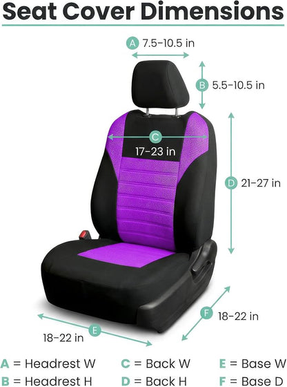 FH Group Automotive Car Seat Covers Front Set Premium 3D Air Mesh Front Seat Covers, Airbag Compatible Universal Fit Interior Accessories for Cars Trucks and SUVs - Purple