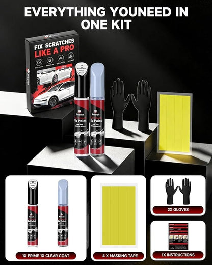 Mineral White Metallic Tricoat A96 for BMW Touch Up Paint Kit[2K Clear Coat Included],Exact Color Match Touch Up Paint for Chip and Scratch
