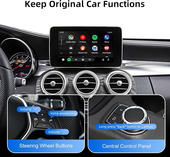 Decoder Adapter for Mercedes Benz A/B/C/E/GLA/GLS/GLS/CLA/CLS/GLA/GLK/ML with NTG System, Supports Wireless CarPlay Android Auto/Mirror Link/Camera/USB Drive (for Made Year 2010-2014)