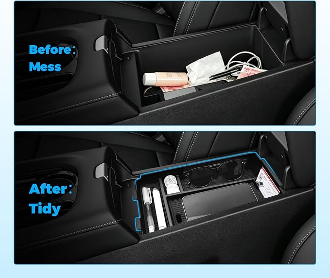 Center Console Organizer for 2025 2026 Nissan Murano SV/SL/Platinum Armrest Secondary Storage Box with Charging Port and Sunglasses Holder 2025 2026 Murano Accessories ABS Center Console Tray