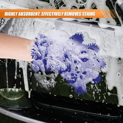Craedli 2PCS Car Wash Mitts, Anti-Scratch Double Sided 5-Finger Microfiber Car Interior&Exterior Detailing Gloves, Soft Vehicle Chenille Dusting Mitt for Cleaning Wheel Tight Spot (Blue)