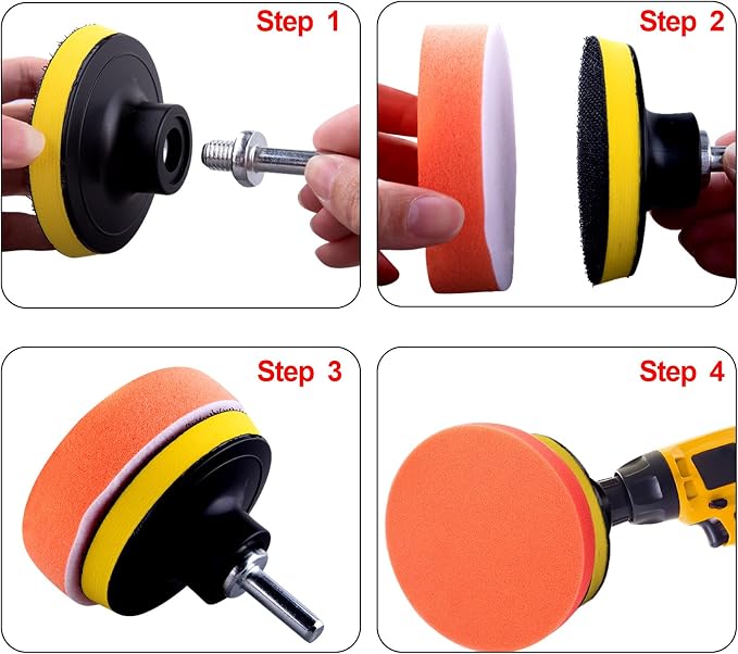 SIQUK 26 Pieces Car Polisher Buffing Pads 7 Inch Car Polishing Pad Kit Foam Polish Pads Wax Bonnets Polisher Buffer Attachment for Drill