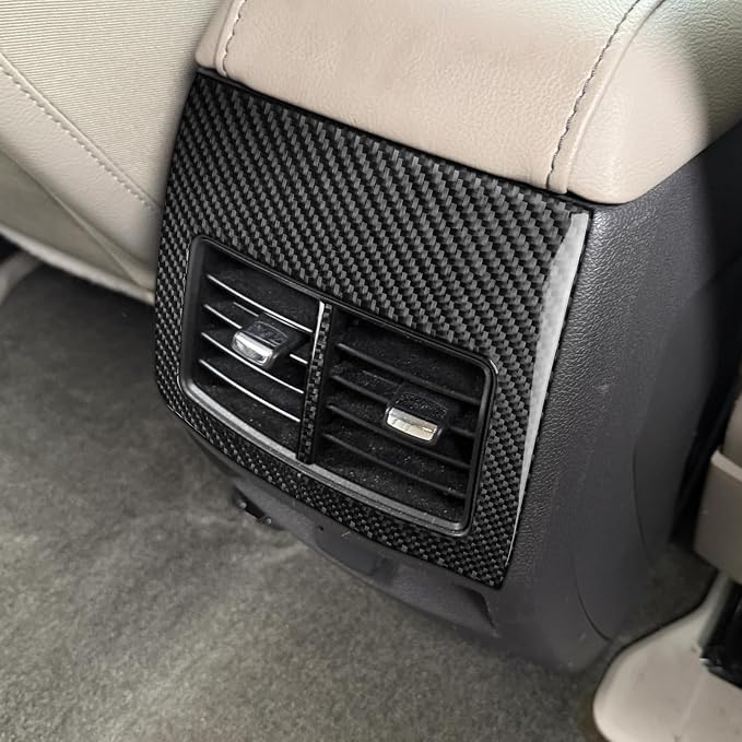 Premium Carbon Fiber Compatible with Ford Edge 2011-2014 2012 2013 SEL/Limited/SE/Sport Accessories Car Rear Row Storage Box Air Vent Frame Cover Interior Trim Sticker Decal Black 2PCS