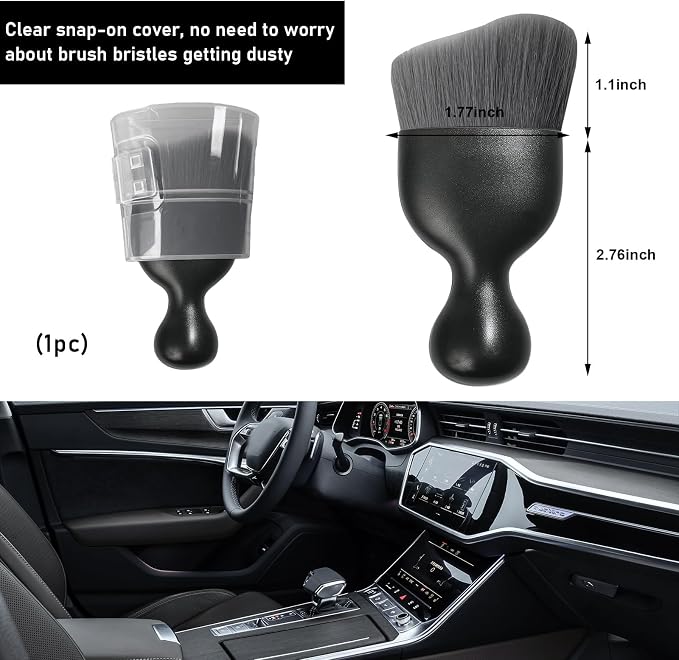 Ziciner Car Detailing Brush, Curved Soft Bristles Auto Removal Dust Collectors, Universal Vehicle Dashboard, Air Conditioner Vents etc Interior Cleaning Tool Accessories (Gray)