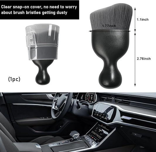 Ziciner Car Detailing Brush, Curved Soft Bristles Auto Removal Dust Collectors, Universal Vehicle Dashboard, Air Conditioner Vents etc Interior Cleaning Tool Accessories (Gray)