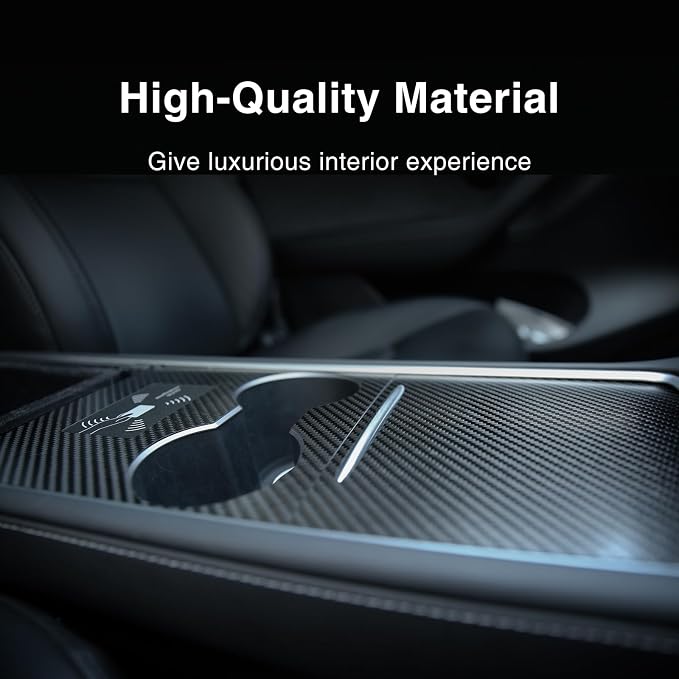 Carbon Fiber Center Console Wrap Kit for Tesla Model 3 & Model Y 2021-2023, Black, 3K Twill, Matte Finish