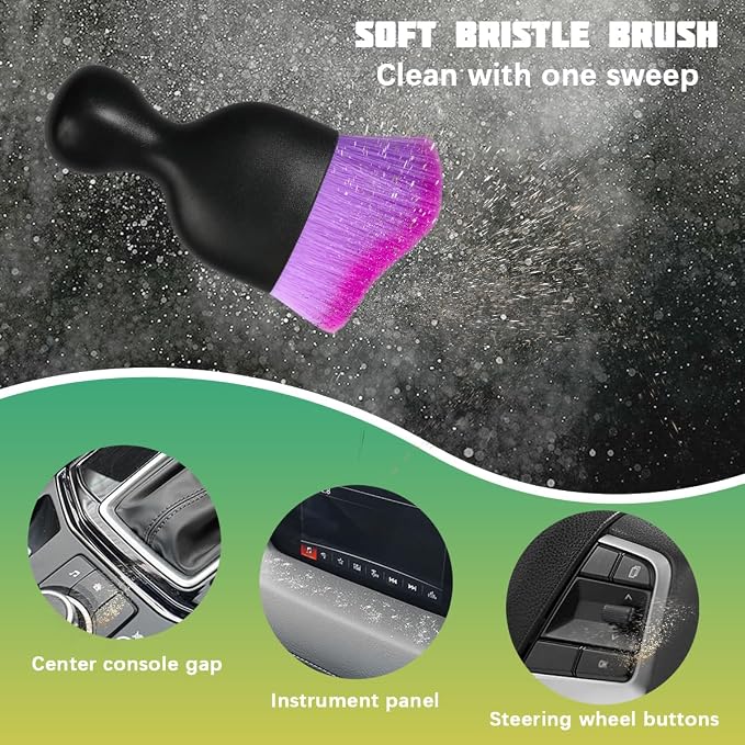 Car Interior Detailing Brush, Curved Soft Bristles Vehicle Removal Dust Collectors, Scratch-Free Automotive Cleaning Tool Accessories, Universal for Truck SUV Sedan (Gradient Purple)