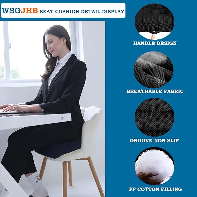 Seat Cushions for Office Chairs, Desk Chair Cushion for Long Sitting, Office Chair Pad Sitting Seat Pillow for Office Chair, Trucks,Car, Home,Wheelchair, Angle Lift Seat Cushion